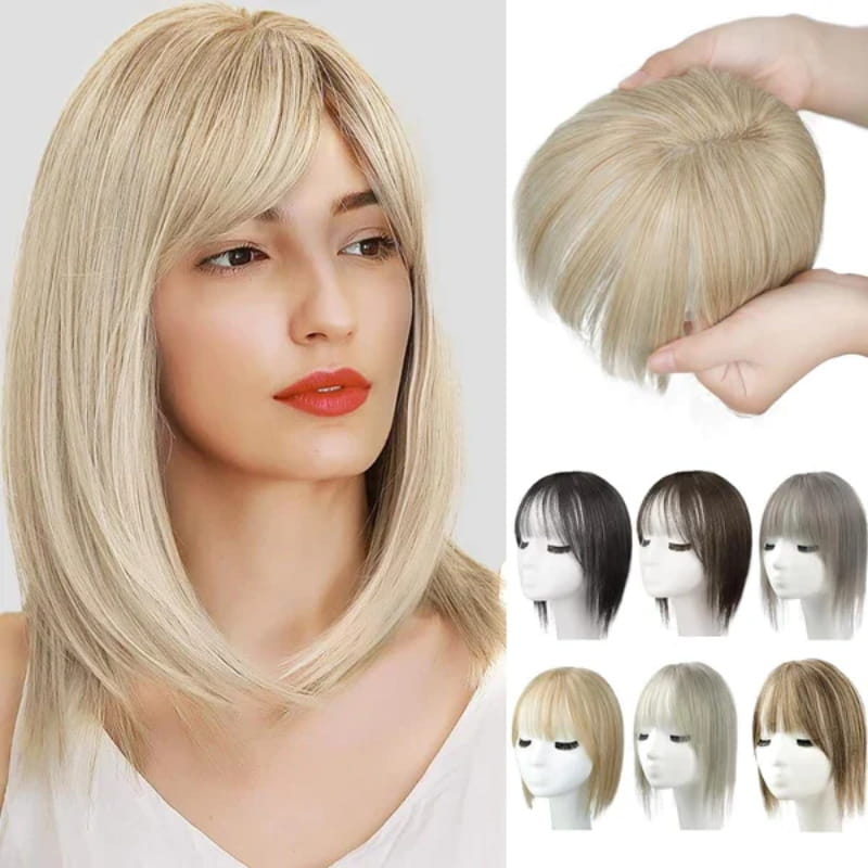 Clip In Hair Topper with Natural Bangs for Women