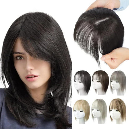 Clip In Hair Topper with Natural Bangs for Women