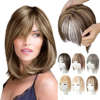 Clip In Hair Topper with Natural Bangs for Women