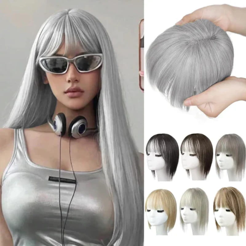 Clip In Hair Topper with Natural Bangs for Women