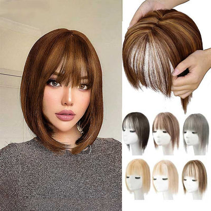Clip In Hair Topper with Natural Bangs for Women