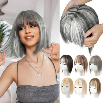 Clip In Hair Topper with Natural Bangs for Women