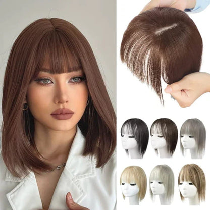Clip In Hair Topper with Natural Bangs for Women