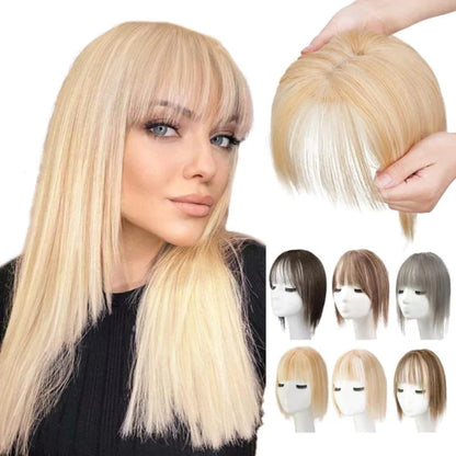 Clip In Hair Topper with Natural Bangs for Women
