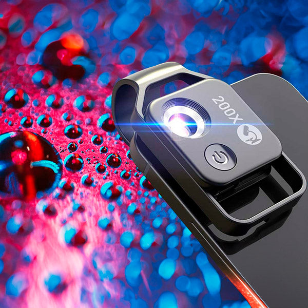 Clip On Phone Microscope 200x Magnification with LED Light