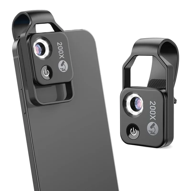 Clip On Phone Microscope 200x Magnification with LED Light
