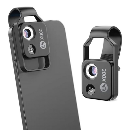 Clip On Phone Microscope 200x Magnification with LED Light
