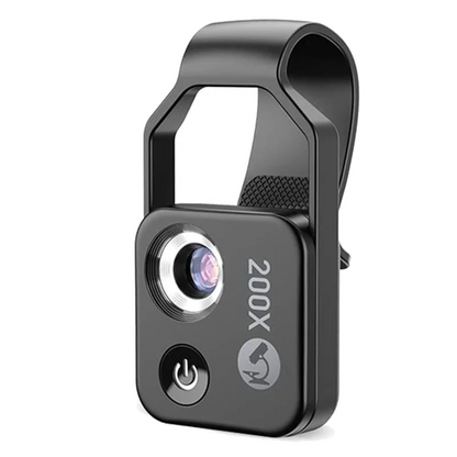 Clip On Phone Microscope 200x Magnification with LED Light