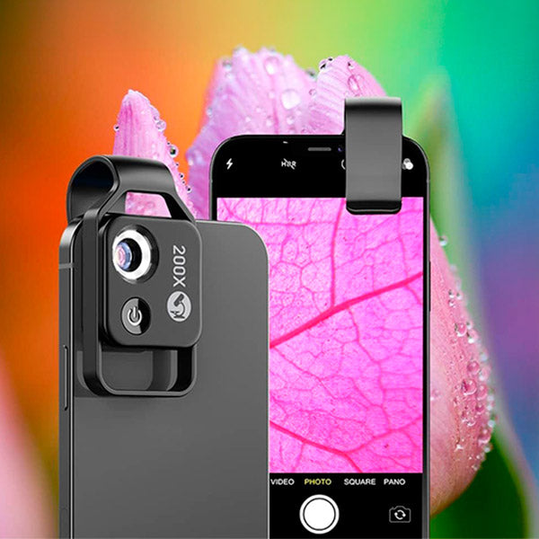 Clip On Phone Microscope 200x Magnification with LED Light