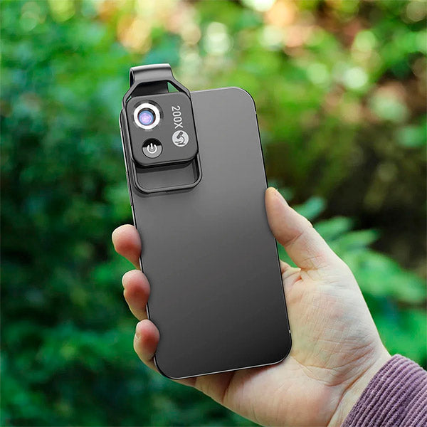 Clip On Phone Microscope 200x Magnification with LED Light