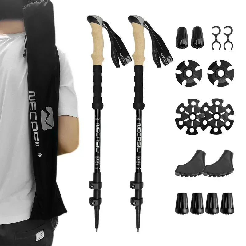 Collapsible Aluminum Trekking Poles with Adjustable Length