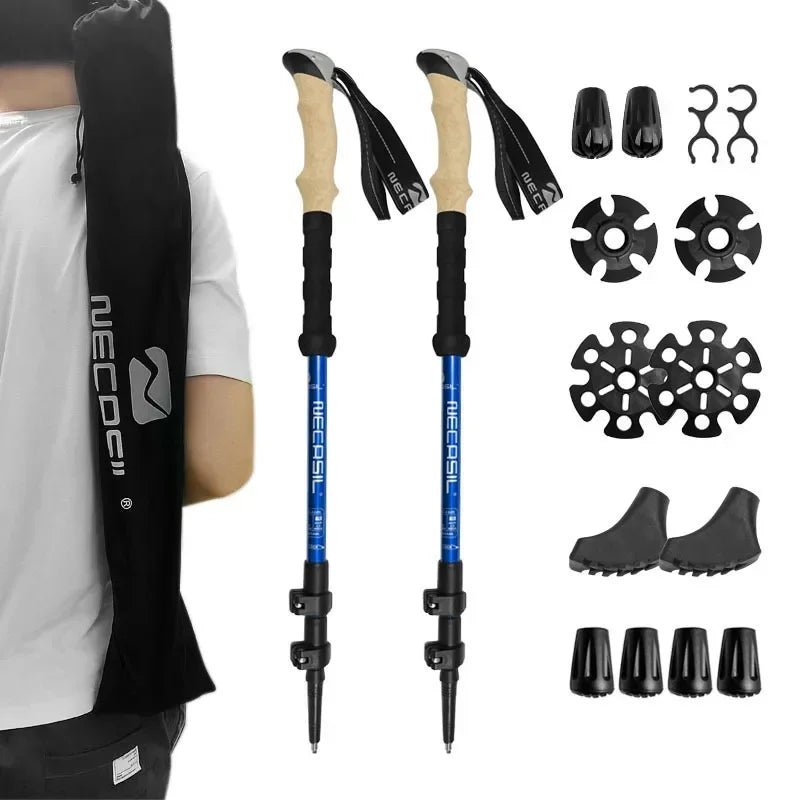 Collapsible Aluminum Trekking Poles with Adjustable Length