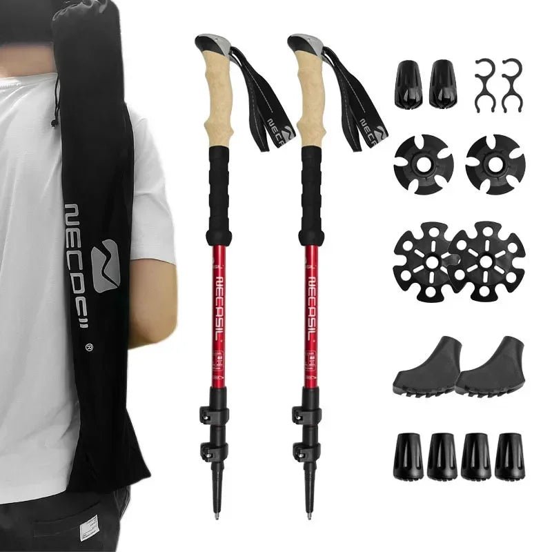 Collapsible Aluminum Trekking Poles with Adjustable Length