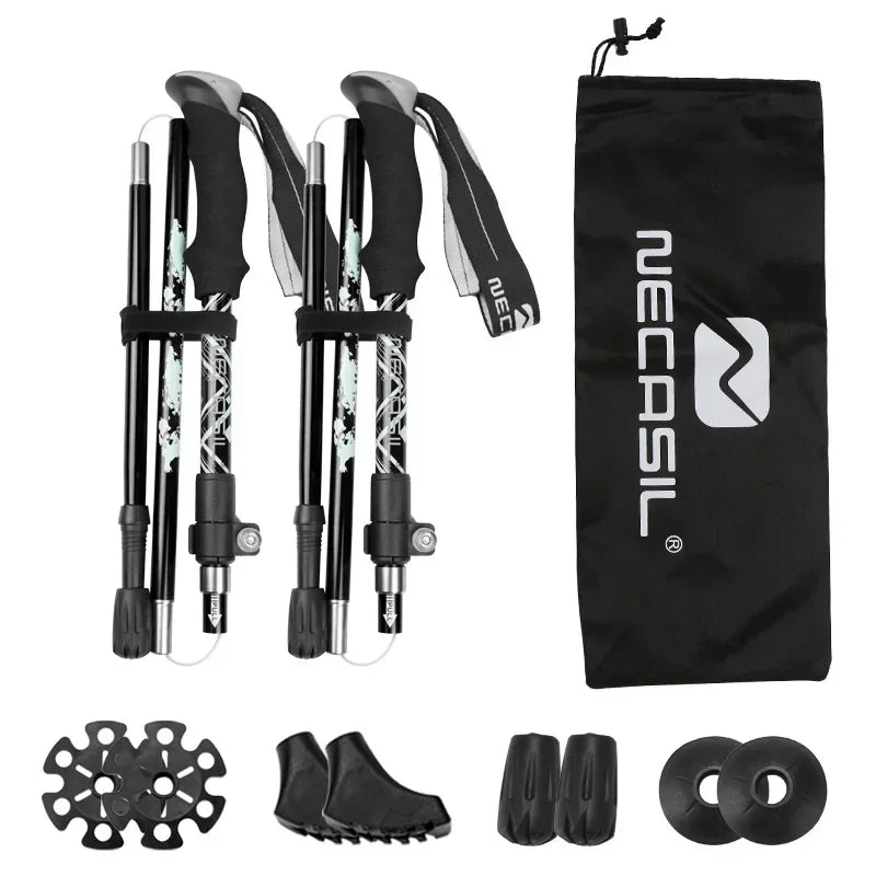 Collapsible Aluminum Trekking Poles with Adjustable Length