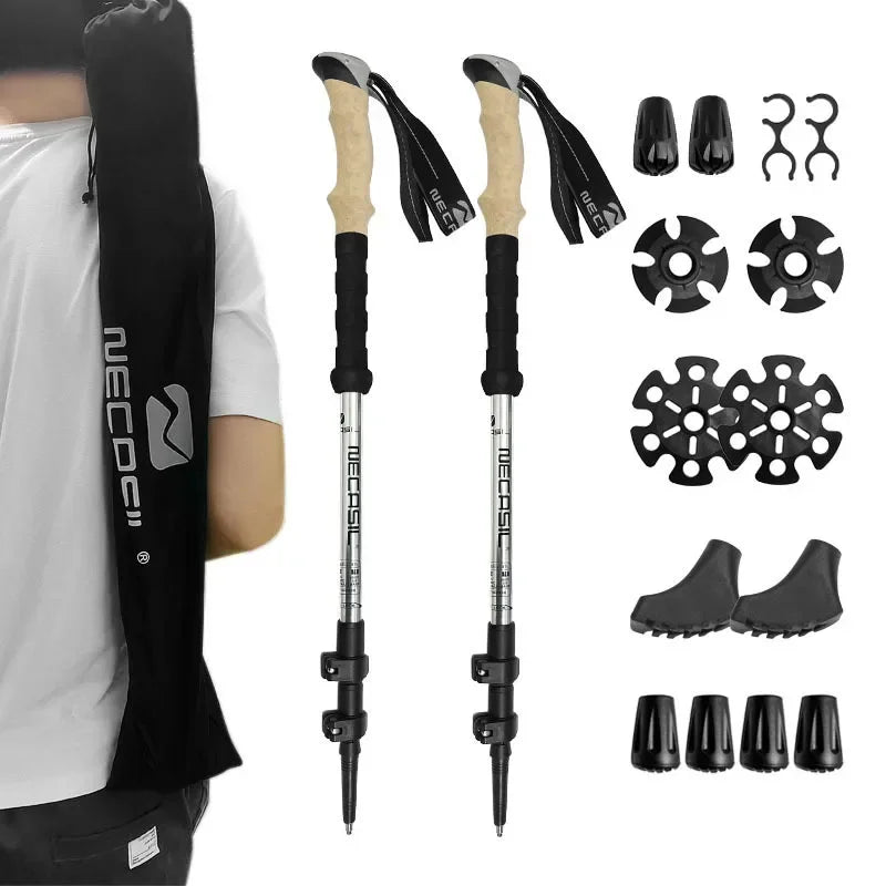 Collapsible Aluminum Trekking Poles with Adjustable Length