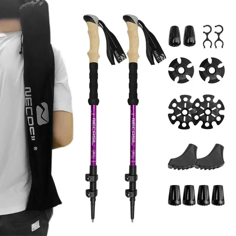 Collapsible Aluminum Trekking Poles with Adjustable Length