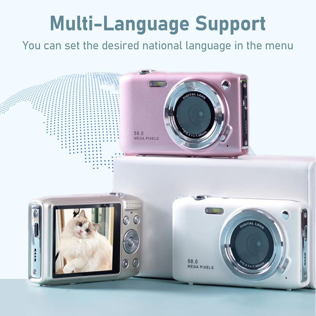 Compact 4K Digital Camera with 58MP Photos and 16X Digital Zoom