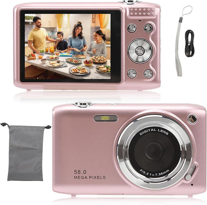 Compact 4K Digital Camera with 58MP Photos and 16X Digital Zoom