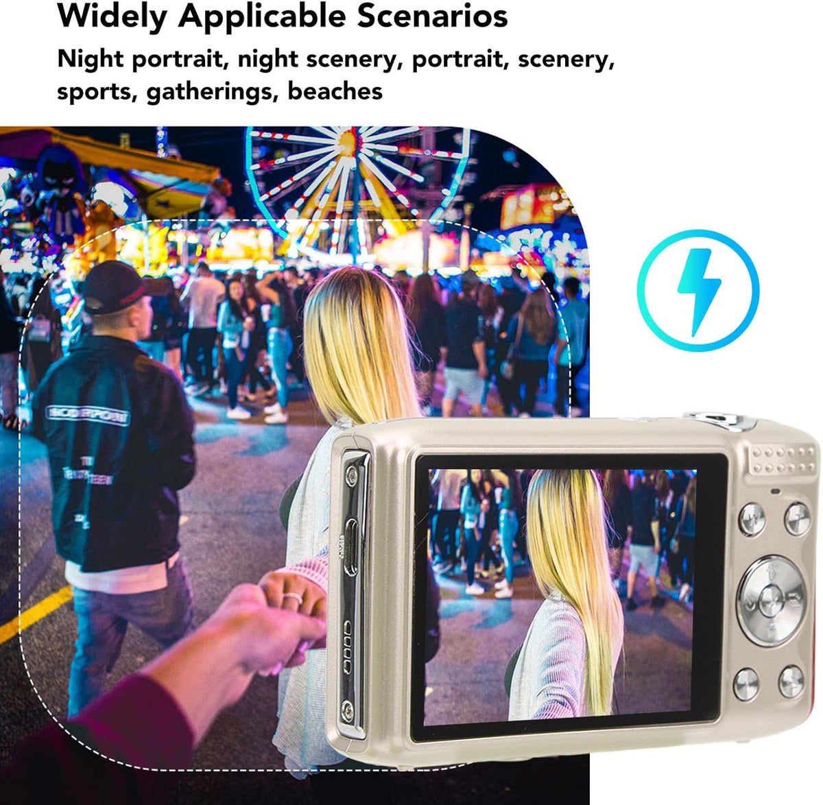Compact 4K Digital Camera with 58MP Photos and 16X Digital Zoom