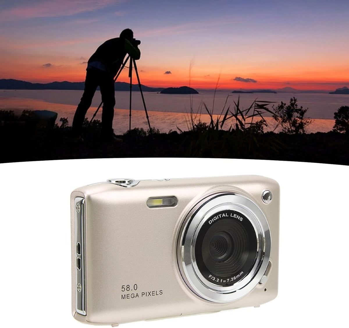 Compact 4K Digital Camera with 58MP Photos and 16X Digital Zoom