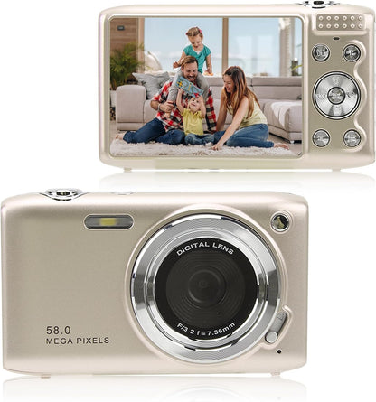 Compact 4K Digital Camera with 58MP Photos and 16X Digital Zoom