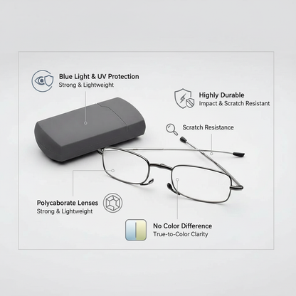 Compact Folding Reading Glasses with Protective Carry Case