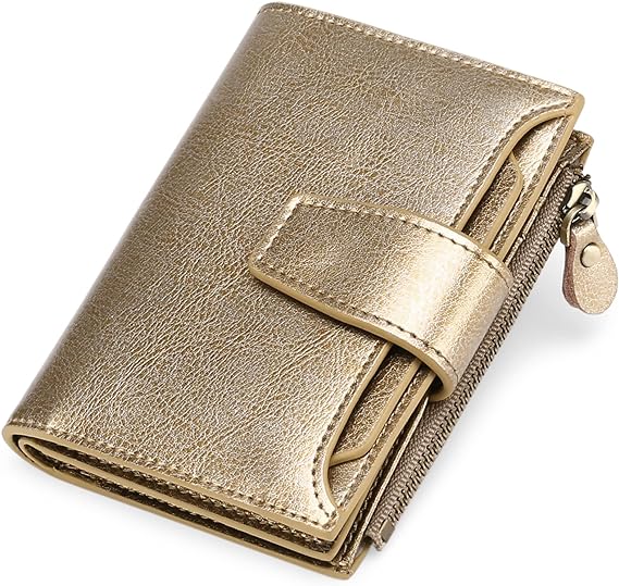 Compact Genuine Leather RFID Blocking Wallet with Card Organizer
