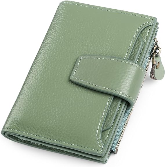 Compact Genuine Leather RFID Blocking Wallet with Card Organizer