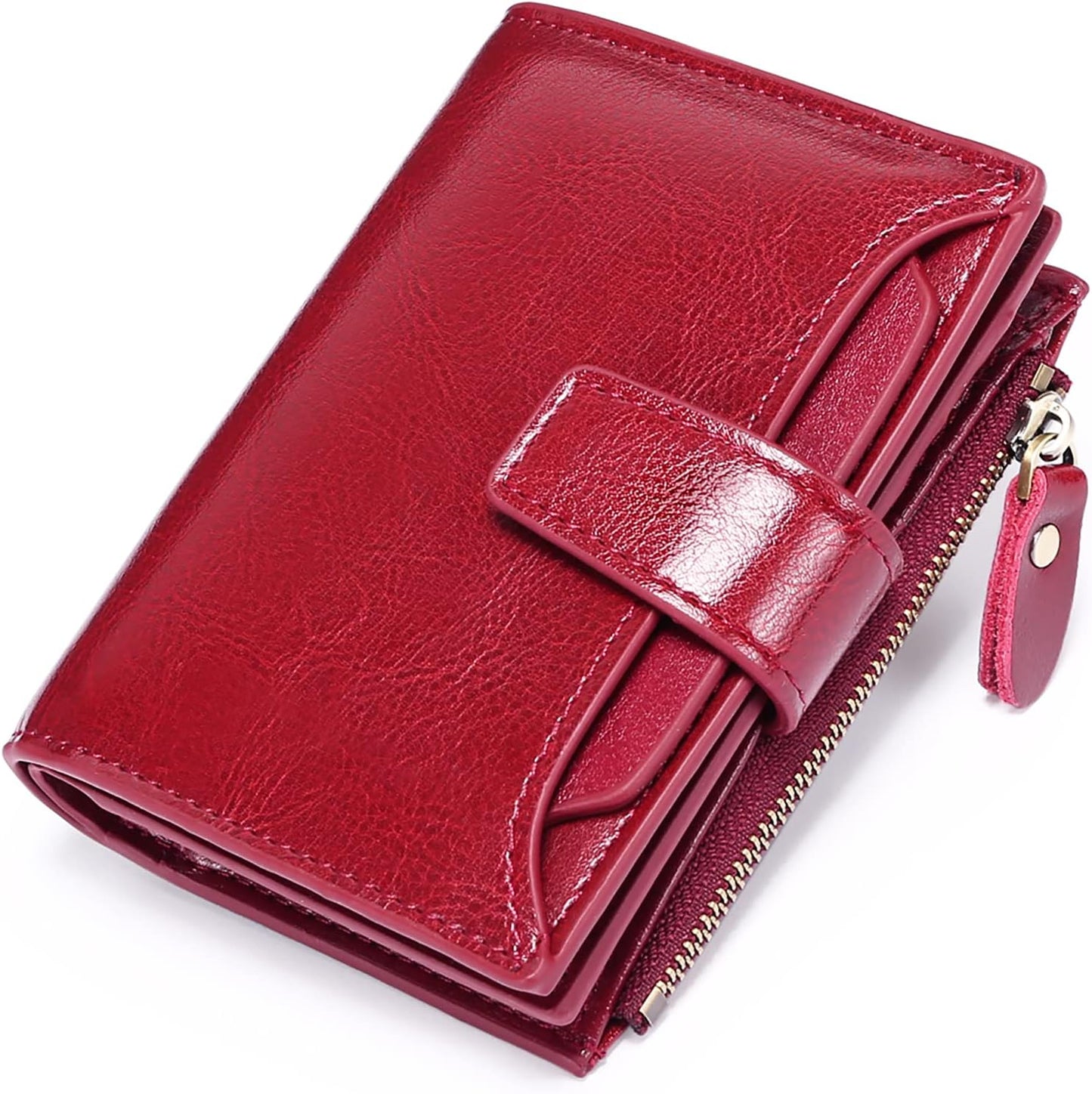 Compact Genuine Leather RFID Blocking Wallet with Card Organizer