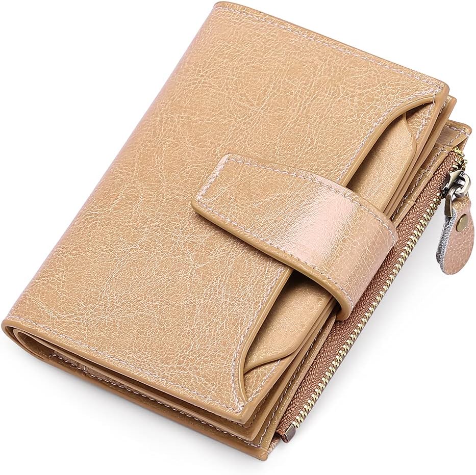Compact Genuine Leather RFID Blocking Wallet with Card Organizer
