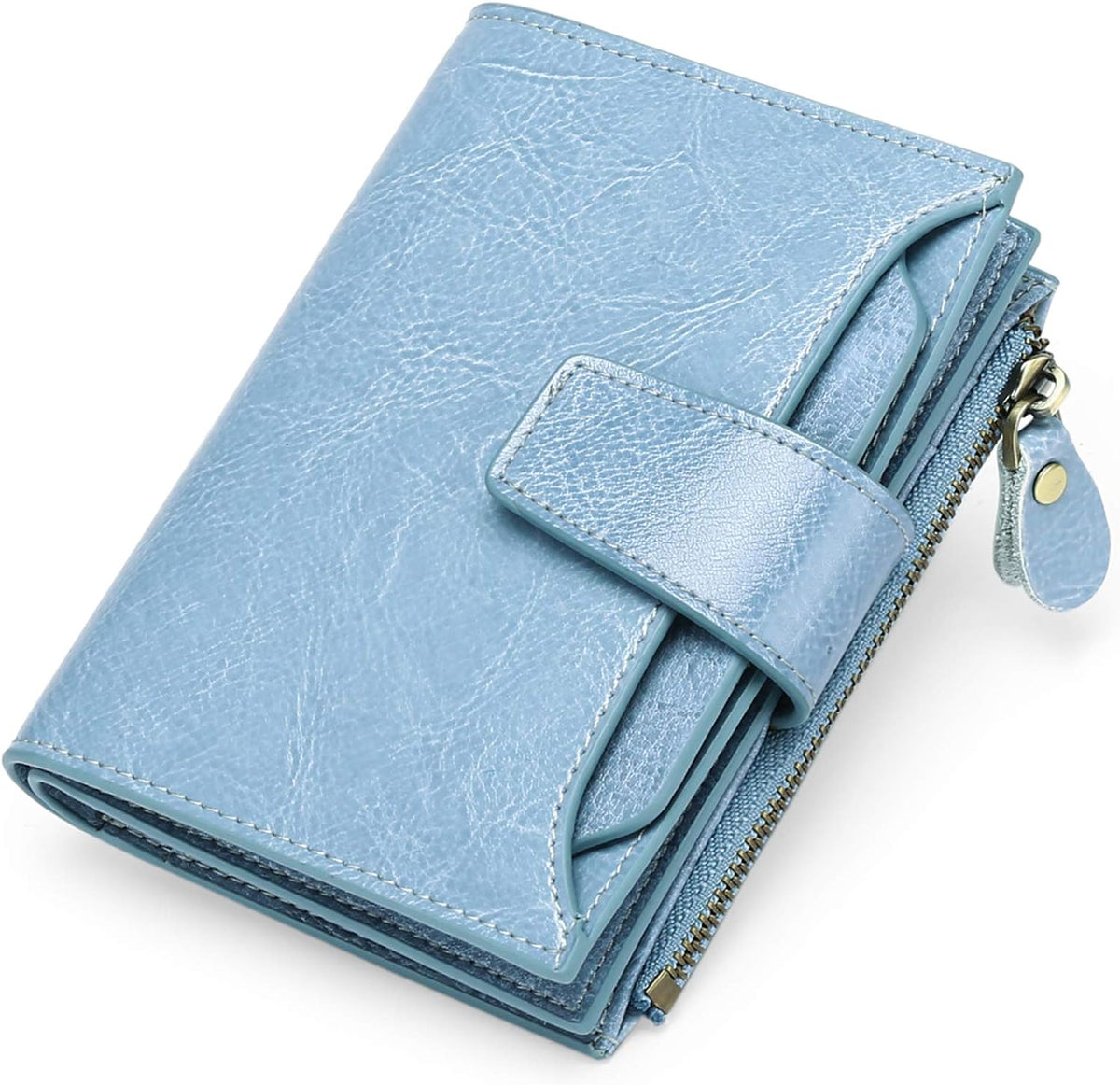 Compact Genuine Leather RFID Blocking Wallet with Card Organizer