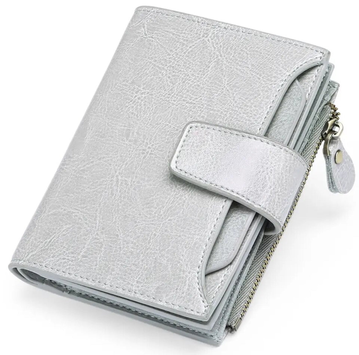 Compact Genuine Leather RFID Blocking Wallet with Card Organizer