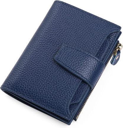 Compact Genuine Leather RFID Blocking Wallet with Card Organizer