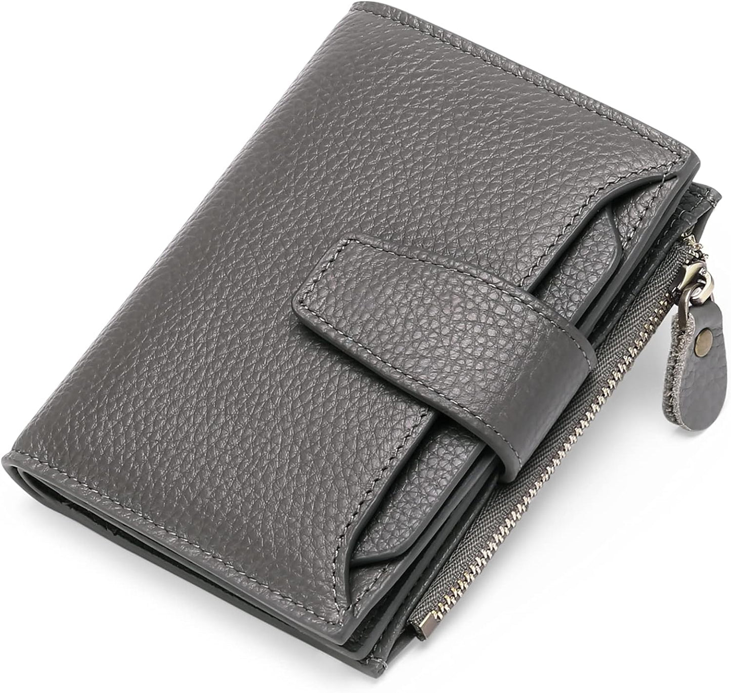 Compact Genuine Leather RFID Blocking Wallet with Card Organizer