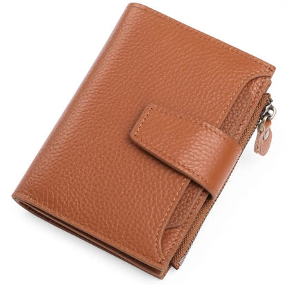 Compact Genuine Leather RFID Blocking Wallet with Card Organizer