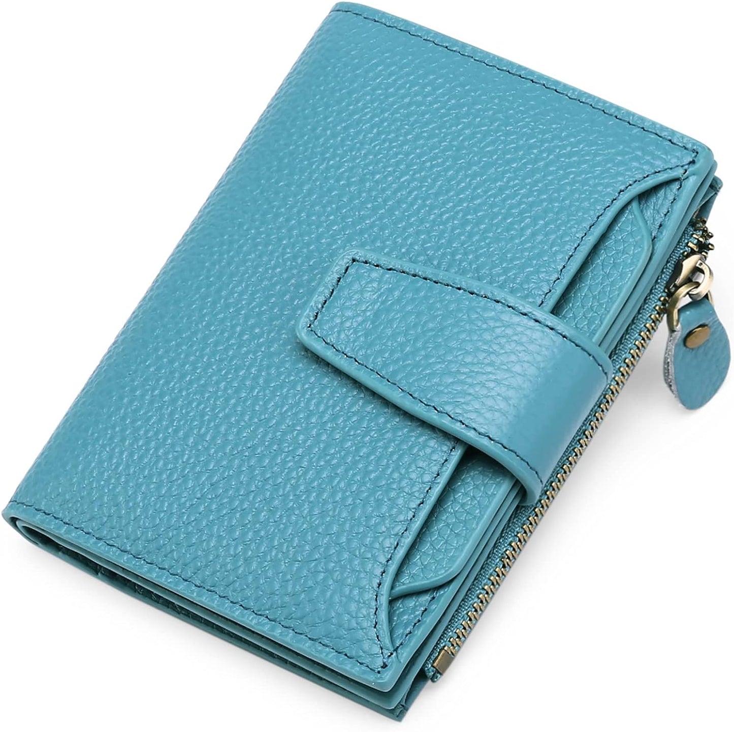 Compact Genuine Leather RFID Blocking Wallet with Card Organizer