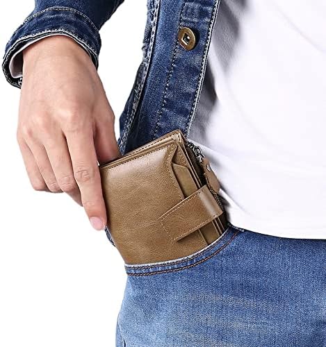 Compact Genuine Leather RFID Blocking Wallet with Card Organizer