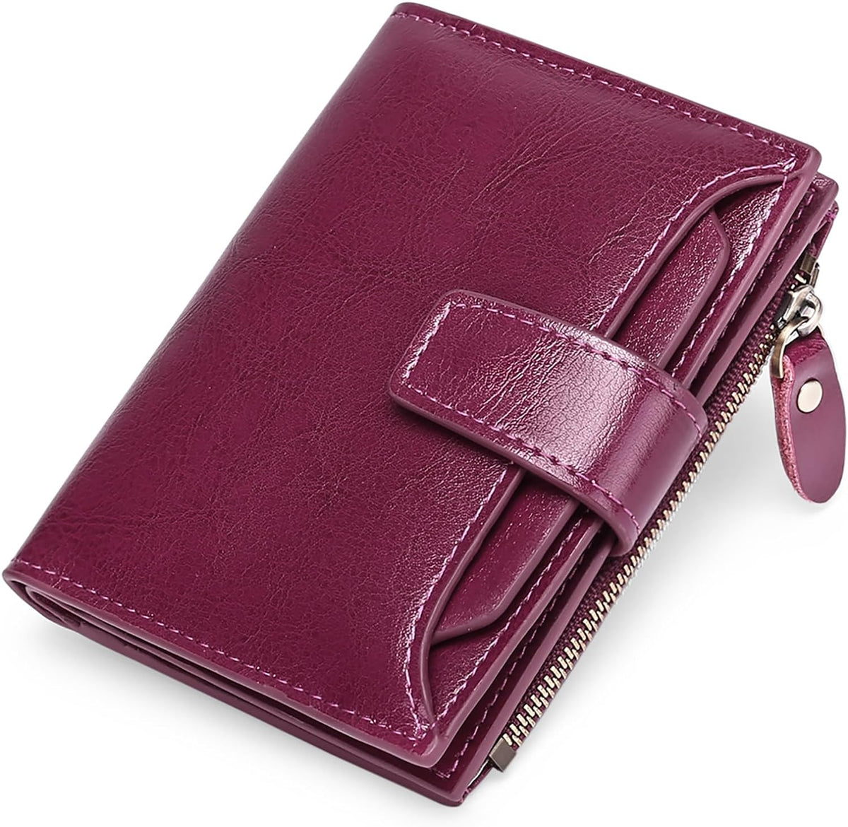 Compact Genuine Leather RFID Blocking Wallet with Card Organizer