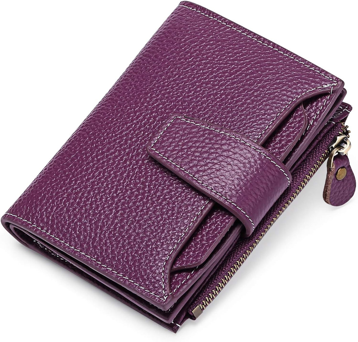 Compact Genuine Leather RFID Blocking Wallet with Card Organizer