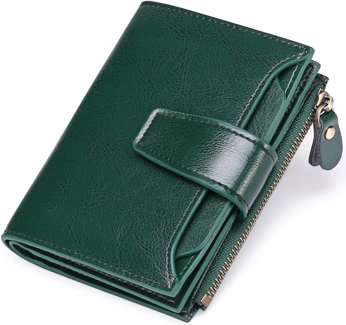 Compact Genuine Leather RFID Blocking Wallet with Card Organizer