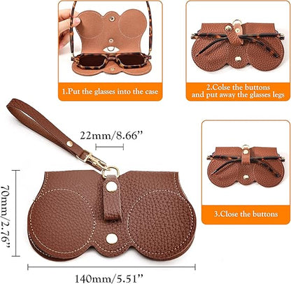 Compact PU Leather Glasses Pouch with Snap Closure
