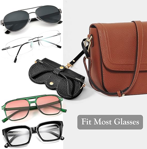 Compact PU Leather Glasses Pouch with Snap Closure