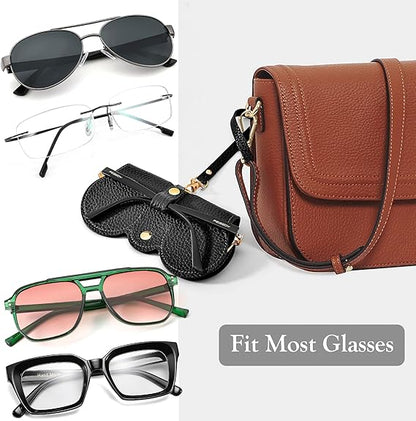 Compact PU Leather Glasses Pouch with Snap Closure
