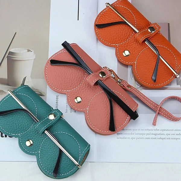 Compact PU Leather Glasses Pouch with Snap Closure