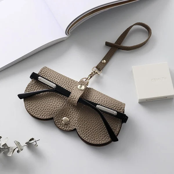 Compact PU Leather Glasses Pouch with Snap Closure