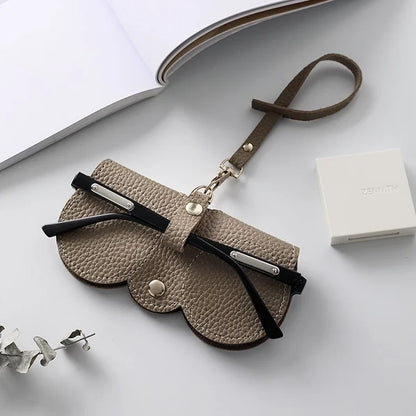 Compact PU Leather Glasses Pouch with Snap Closure