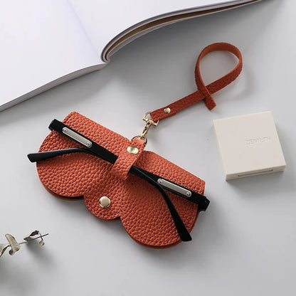 Compact PU Leather Glasses Pouch with Snap Closure