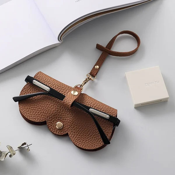 Compact PU Leather Glasses Pouch with Snap Closure