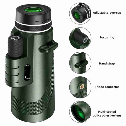 Compact Ultra Zoom Monocular Telescope HD Portable Long Range Viewing Device Lightweight Outdoor Hiking Birdwatching Sports Lens