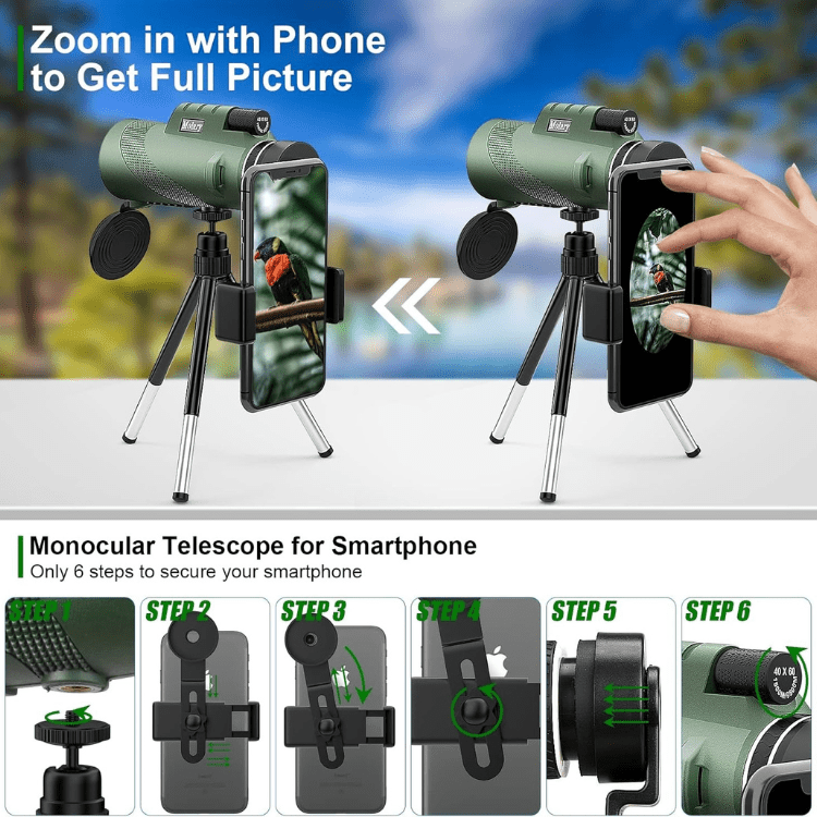 Compact Ultra Zoom Monocular Telescope HD Portable Long Range Viewing Device Lightweight Outdoor Hiking Birdwatching Sports Lens
